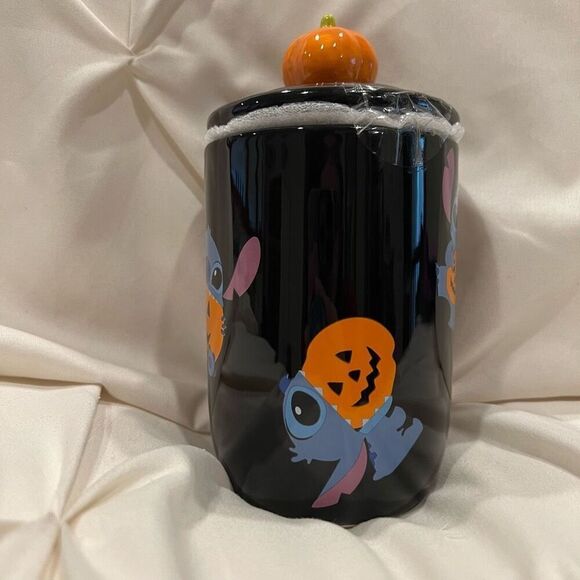 Disney Lilo & Stitch, Stitch with Pumpkins Fall Halloween Jar with Lid NWT - Picture 5 of 8